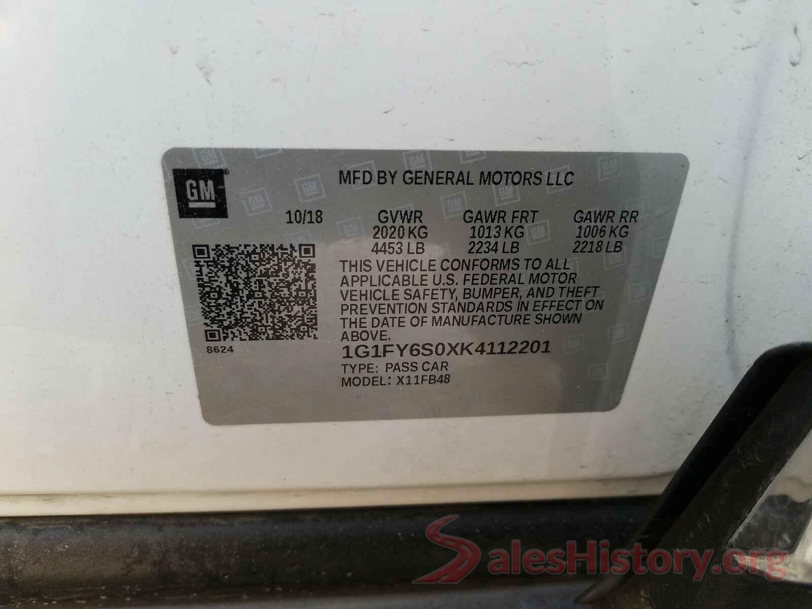 1G1FY6S0XK4112201 2019 CHEVROLET BOLT