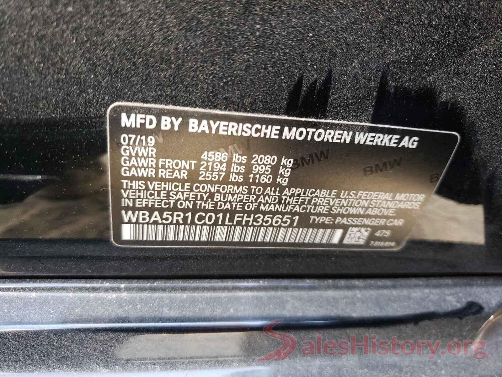 WBA5R1C01LFH35651 2020 BMW 3 SERIES