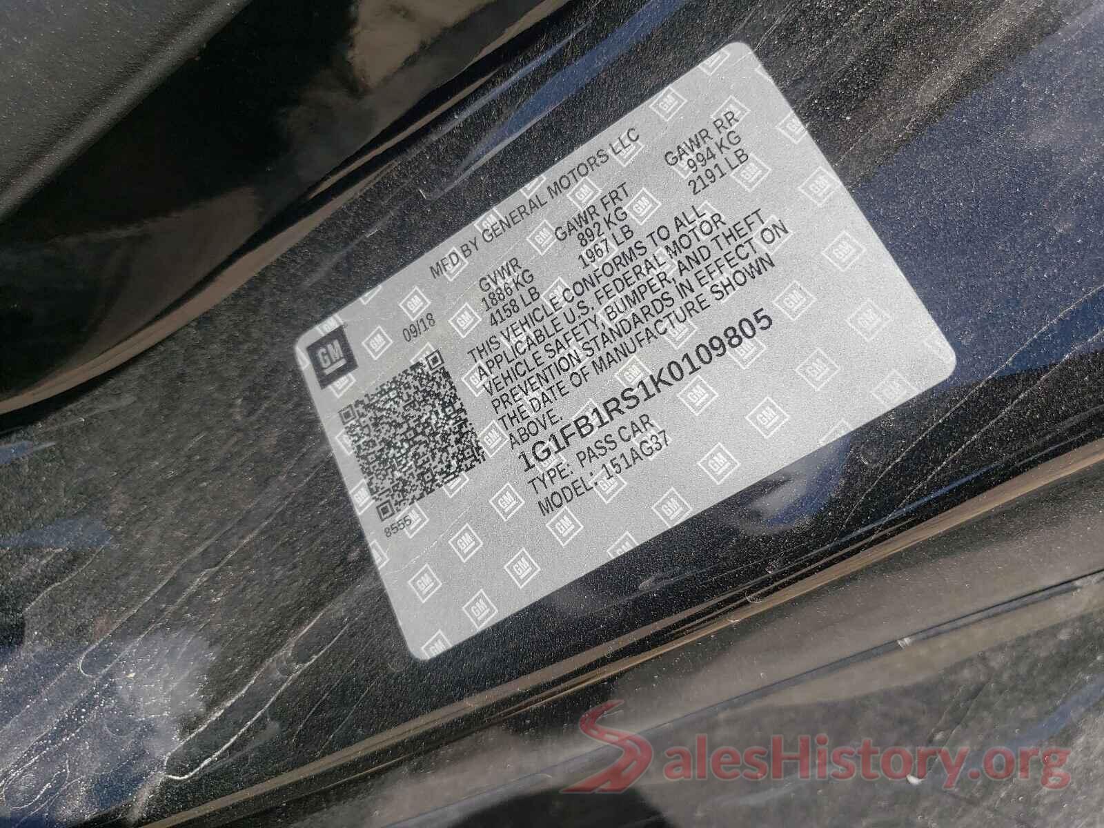 1G1FB1RS1K0109805 2019 CHEVROLET CAMARO