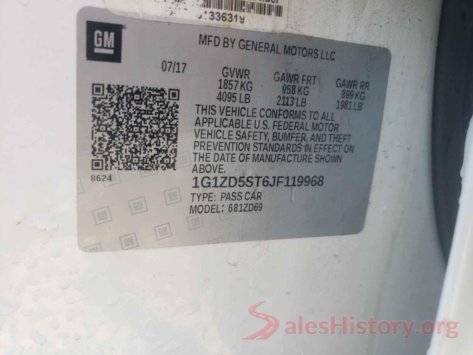 1G1ZD5ST6JF119968 2018 CHEVROLET MALIBU