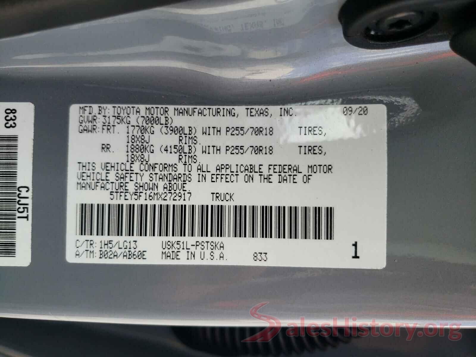 5TFEY5F16MX272917 2021 TOYOTA TUNDRA