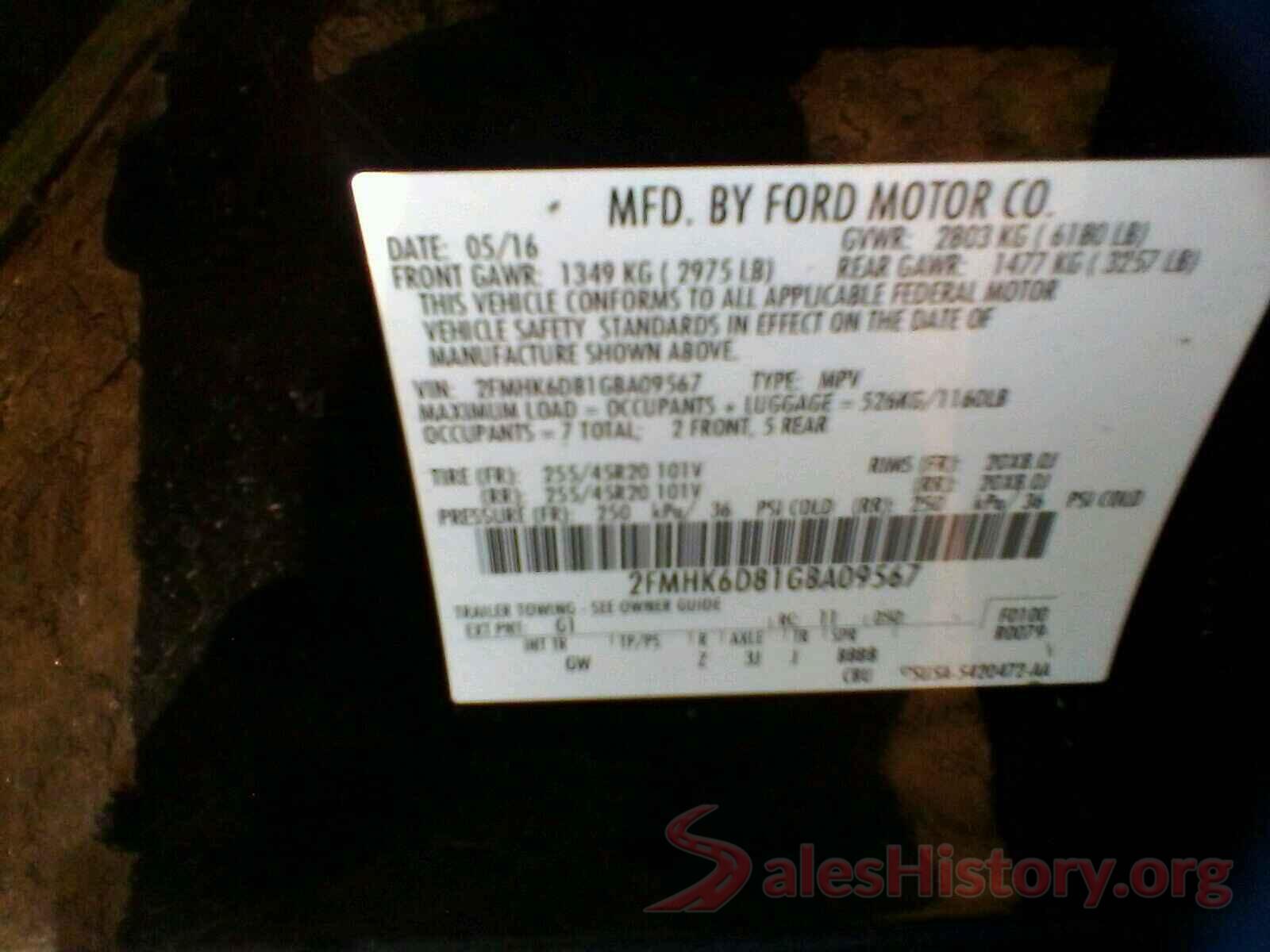 2FMHK6D81GBA09567 2016 FORD FLEX