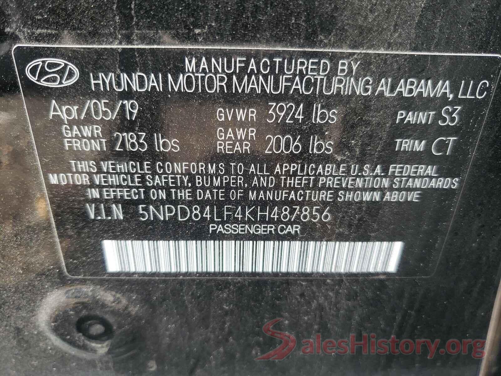 5NPD84LF4KH487856 2019 HYUNDAI ELANTRA