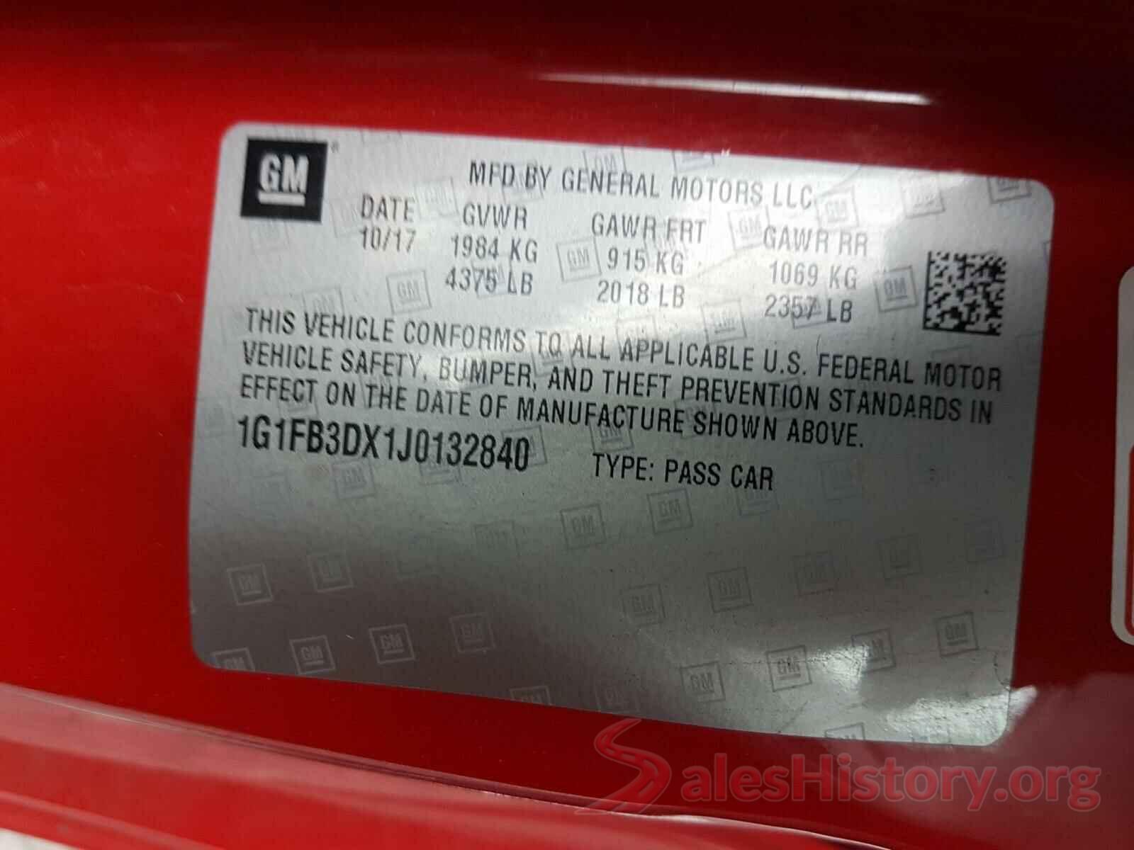 1G1FB3DX1J0132840 2018 CHEVROLET CAMARO