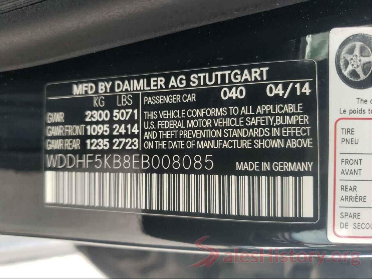 WDDHF5KB8EB008085 2014 MERCEDES-BENZ E-CLASS