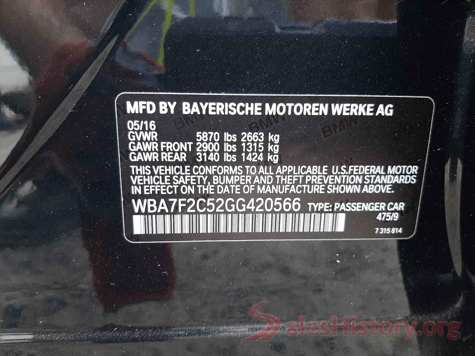 WBA7F2C52GG420566 2016 BMW 7 SERIES