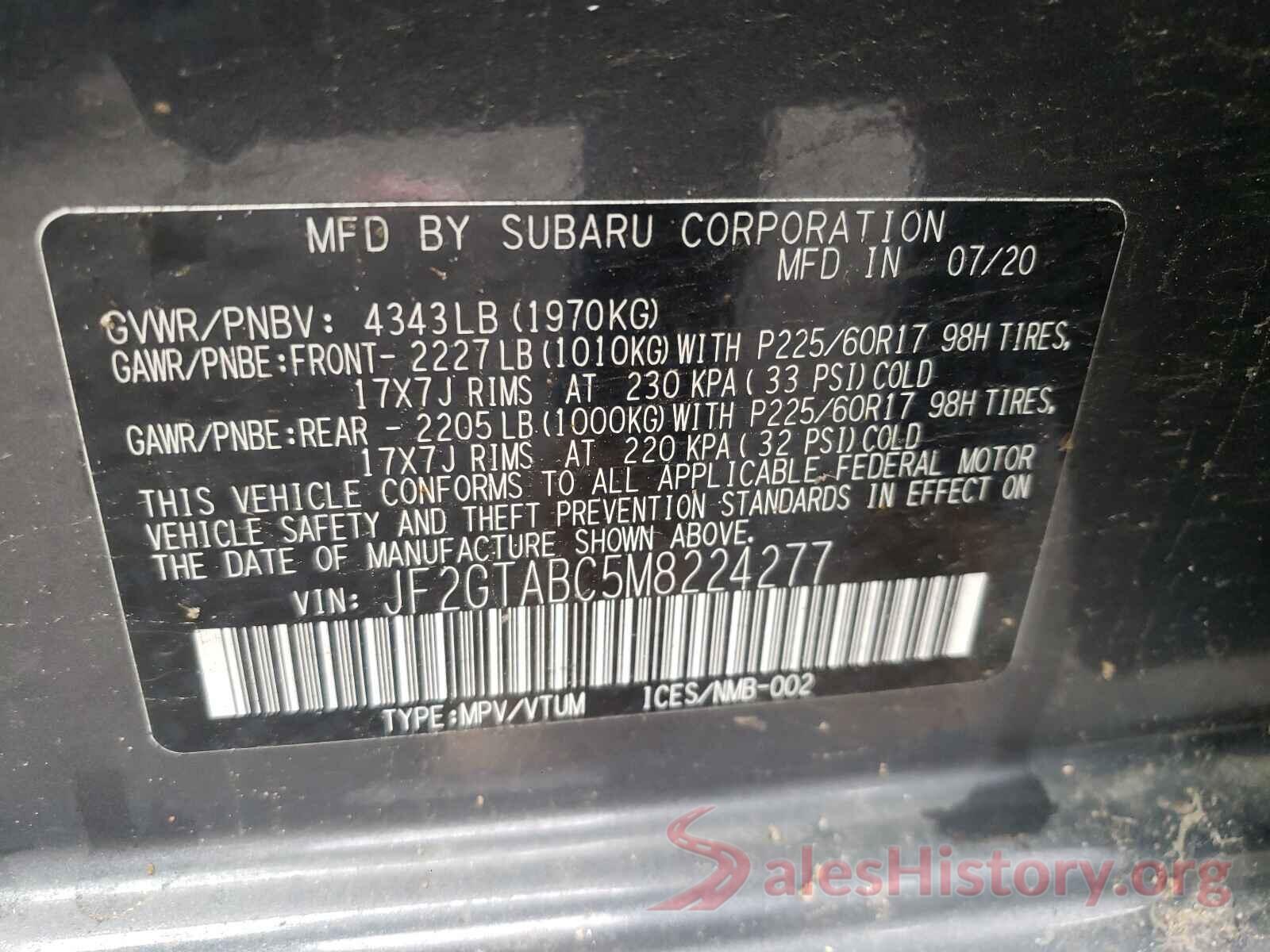 JF2GTABC5M8224277 2021 SUBARU CROSSTREK