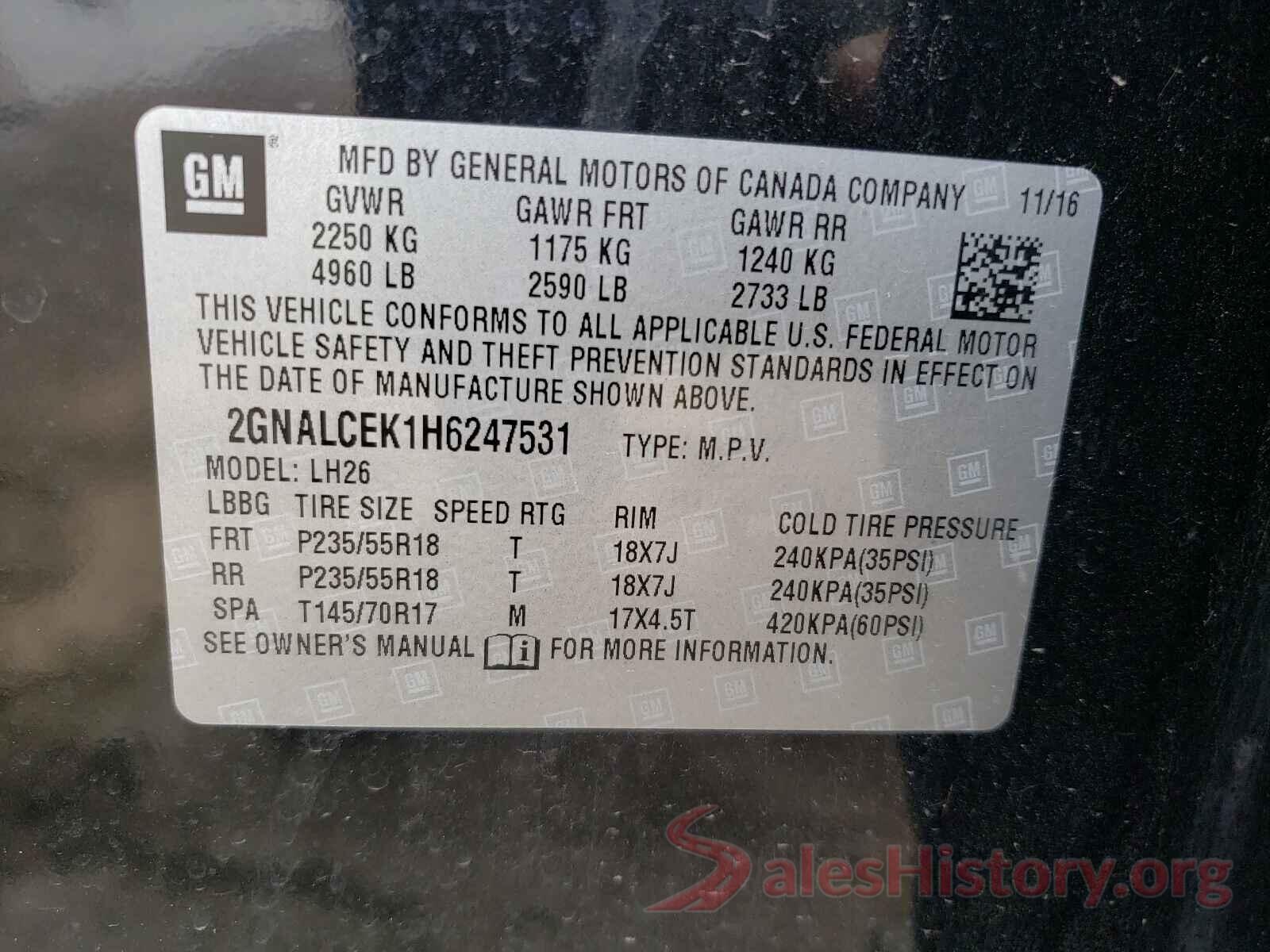 2GNALCEK1H6247531 2017 CHEVROLET EQUINOX