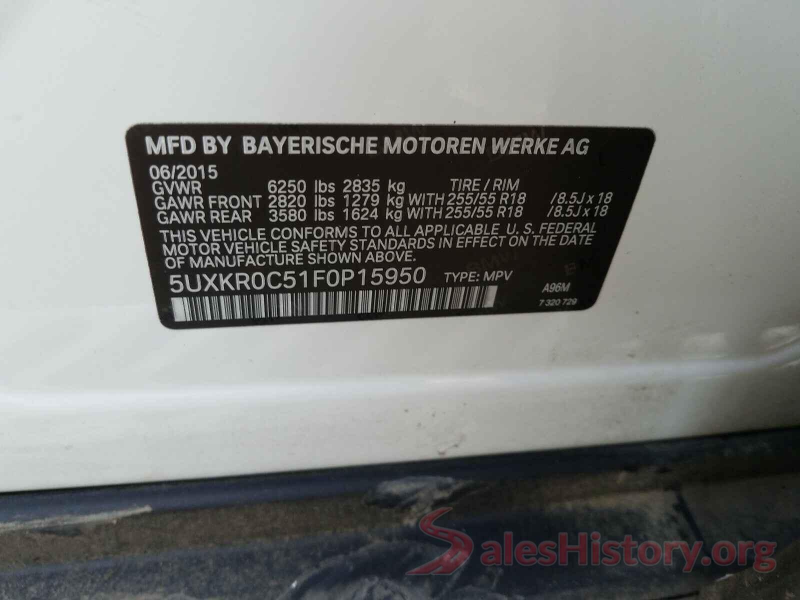 5UXKR0C51F0P15950 2015 BMW X5