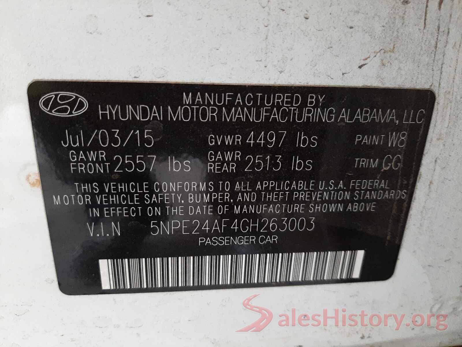 5NPE24AF4GH263003 2016 HYUNDAI SONATA