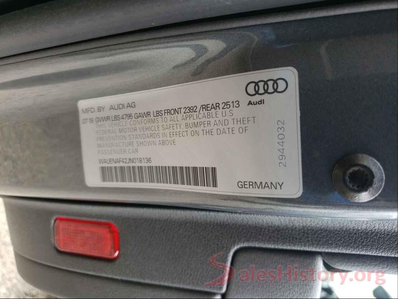 WAUENAF42JN018136 2018 AUDI A4