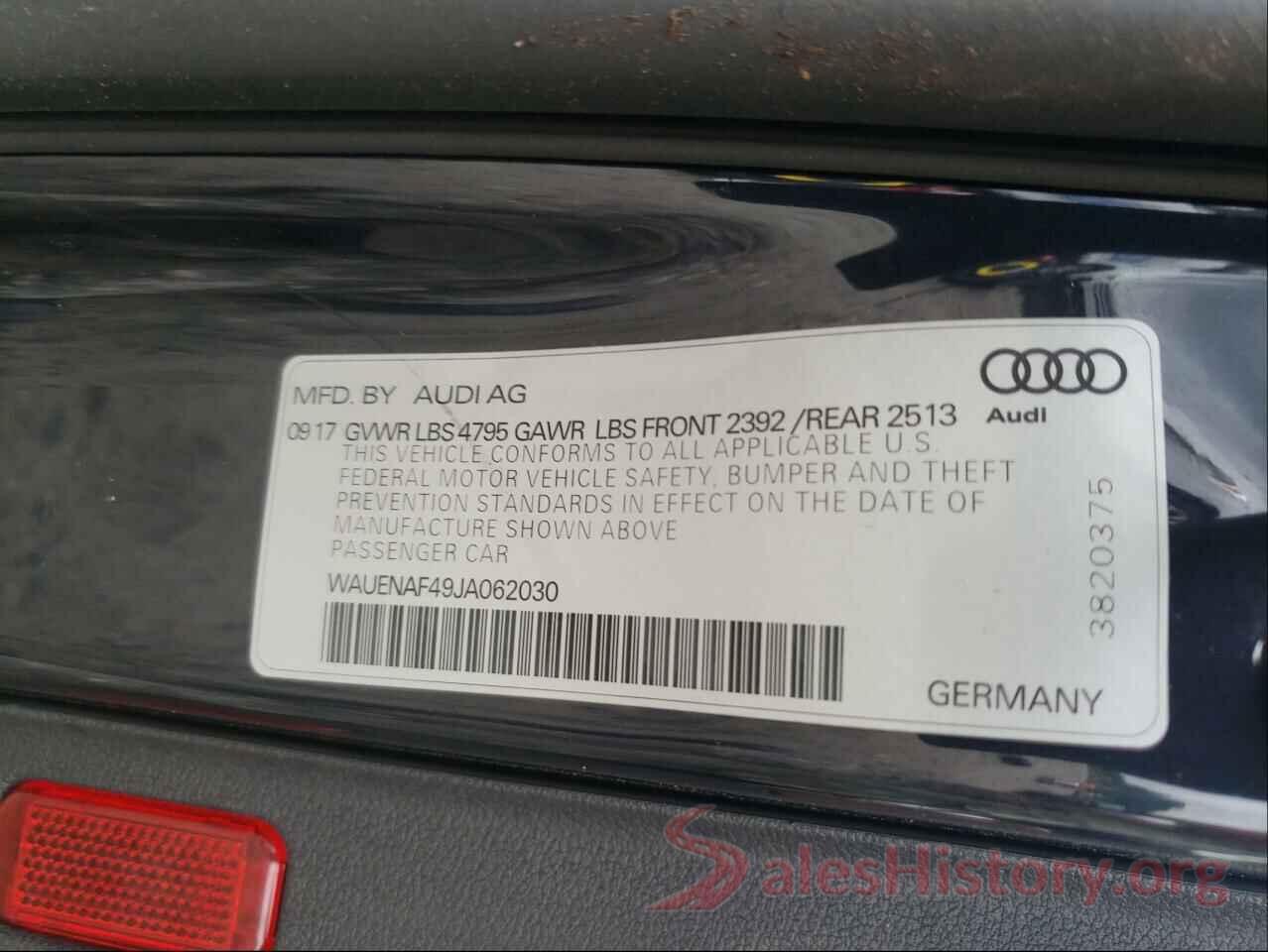 WAUENAF49JA062030 2018 AUDI A4