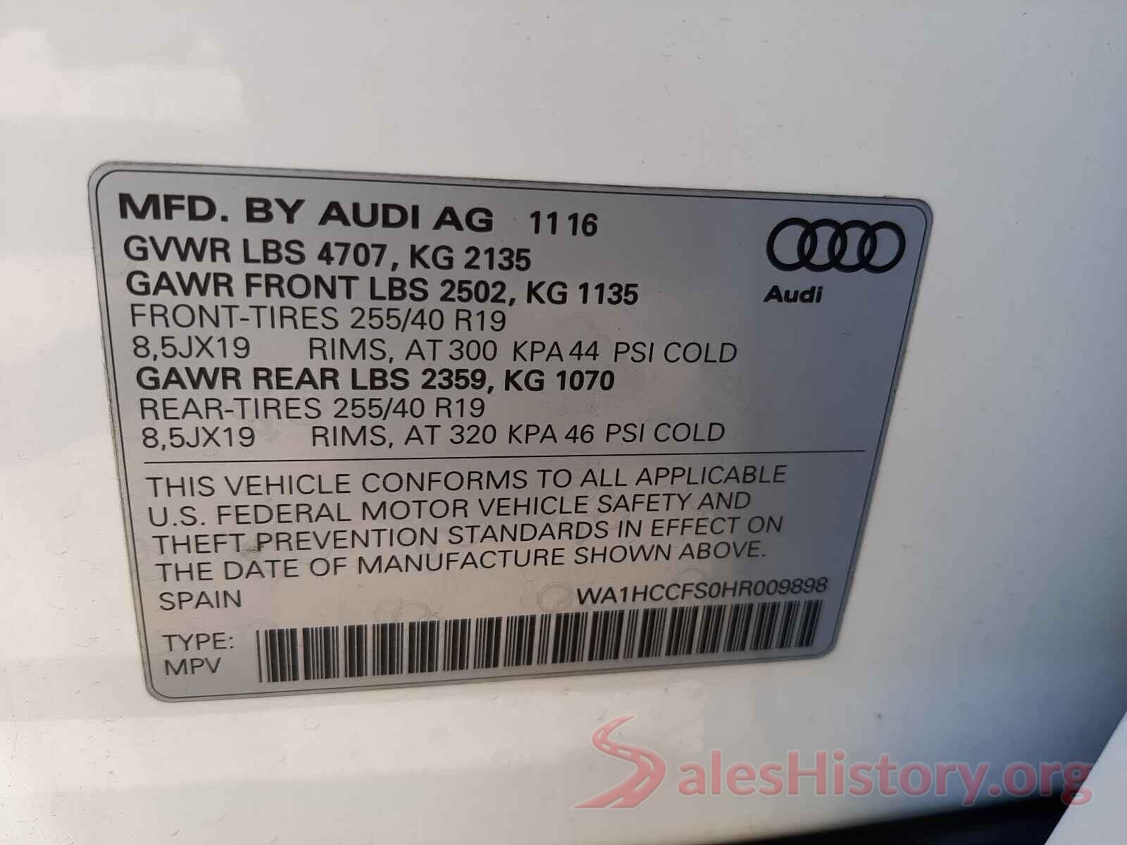 WA1HCCFS0HR009898 2017 AUDI Q3