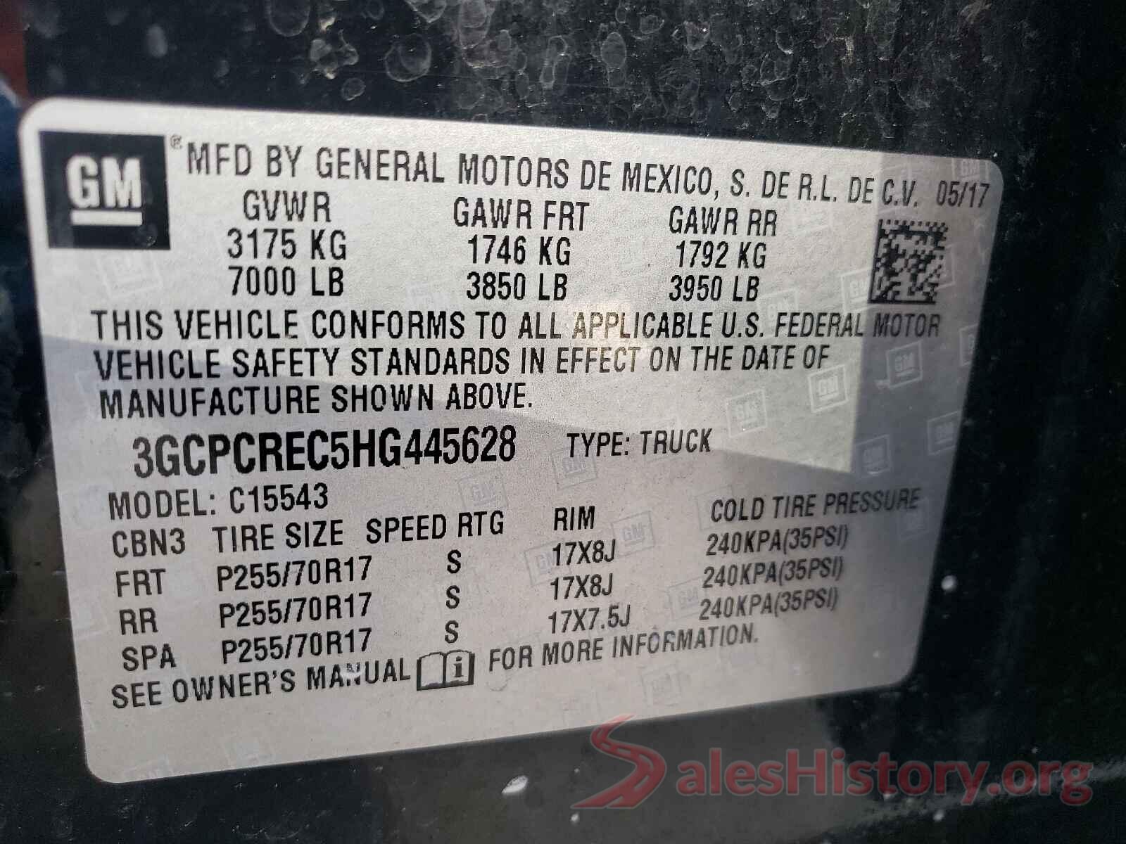 3GCPCREC5HG445628 2017 CHEVROLET SILVERADO