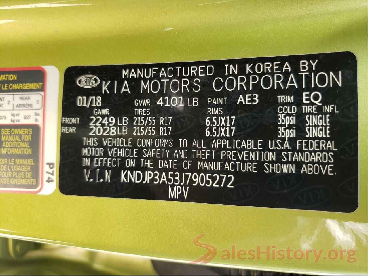 KNDJP3A53J7905272 2018 KIA SOUL