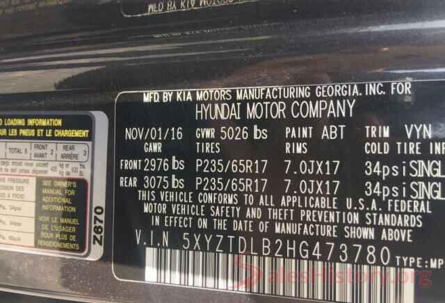 5XYZTDLB2HG473780 2017 HYUNDAI SANTA FE