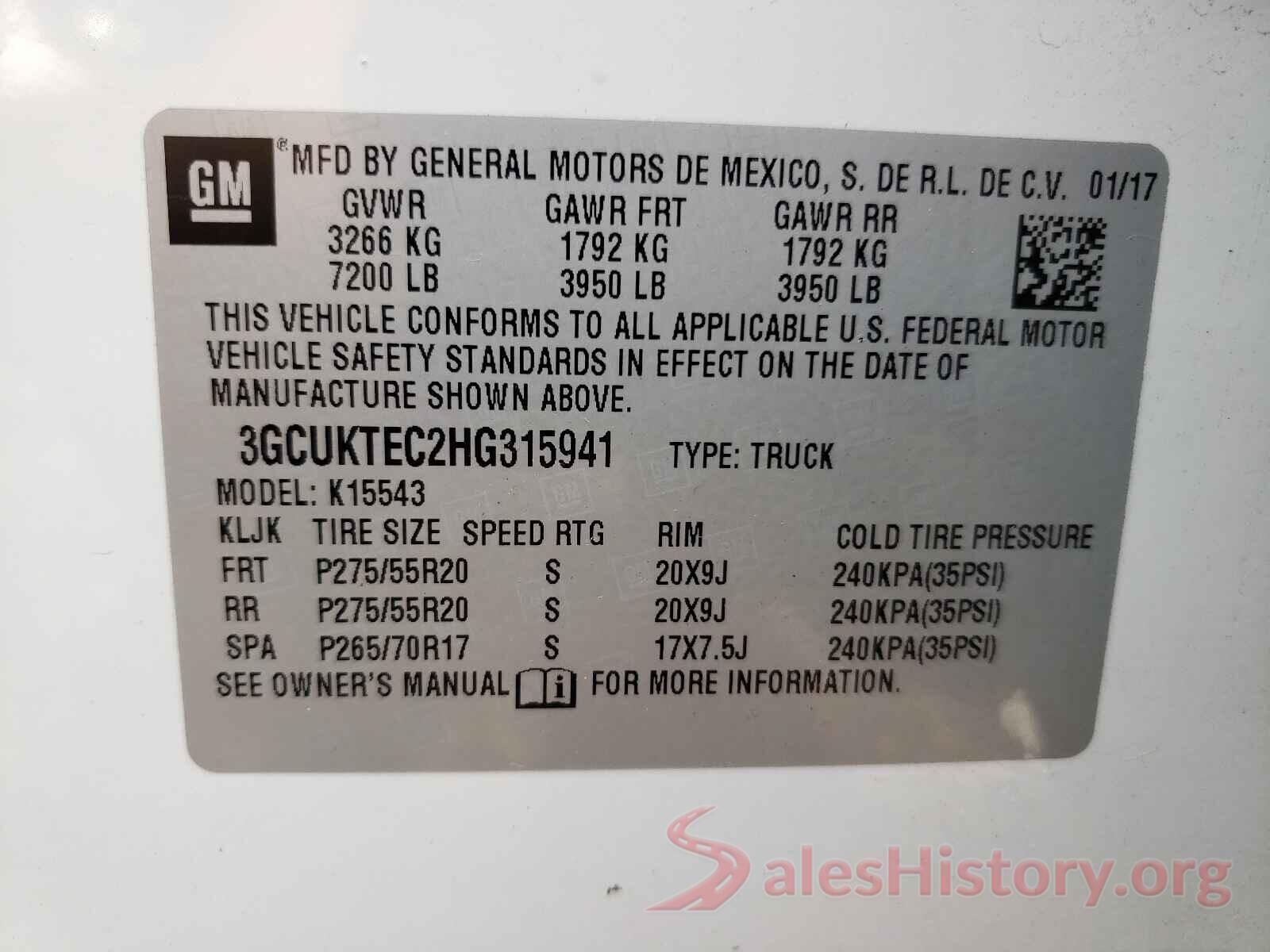 3GCUKTEC2HG315941 2017 CHEVROLET SILVERADO