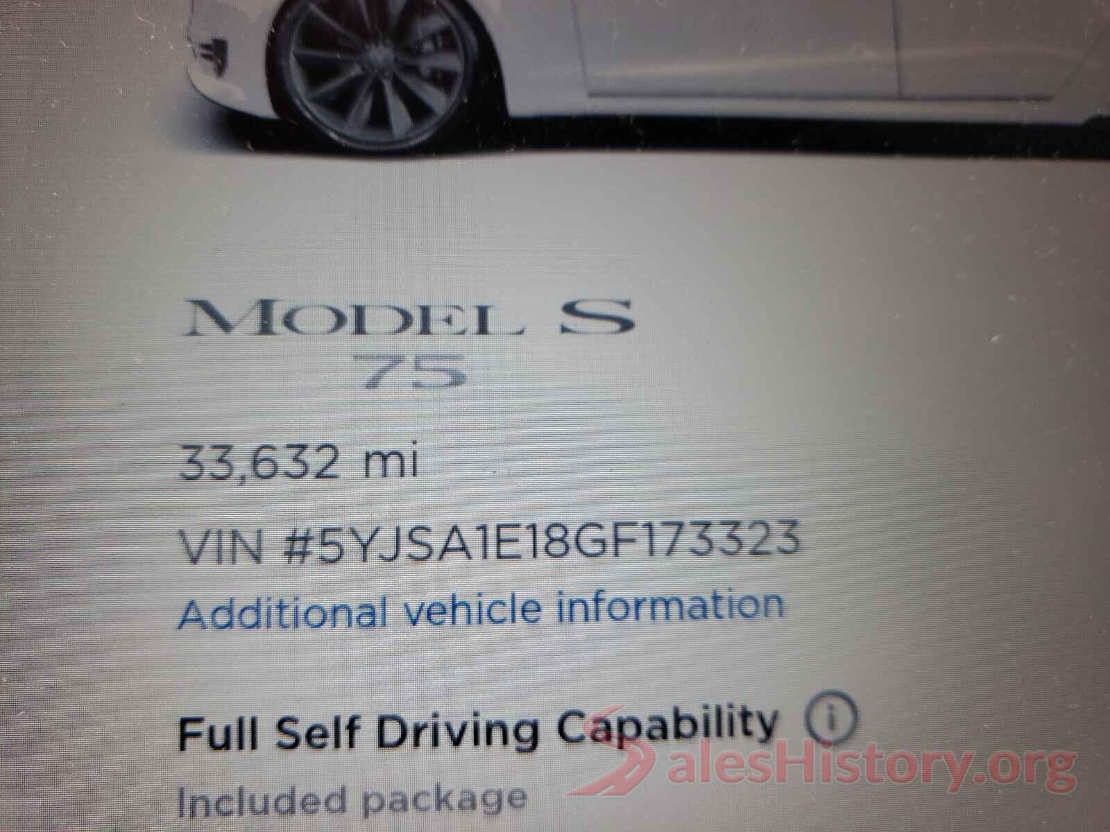 5YJSA1E18GF173323 2016 TESLA MODEL S