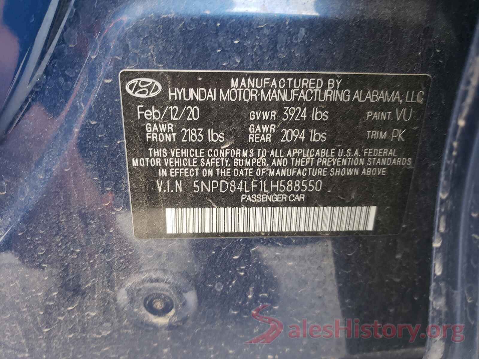 5NPD84LF1LH588550 2020 HYUNDAI ELANTRA