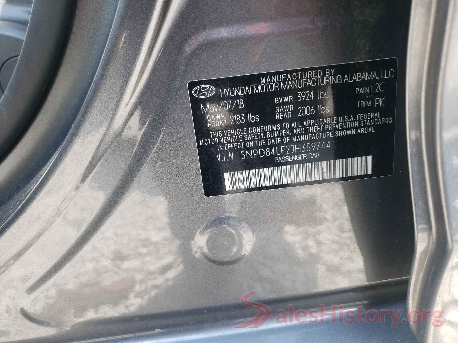 5NPD84LF2JH359744 2018 HYUNDAI ELANTRA