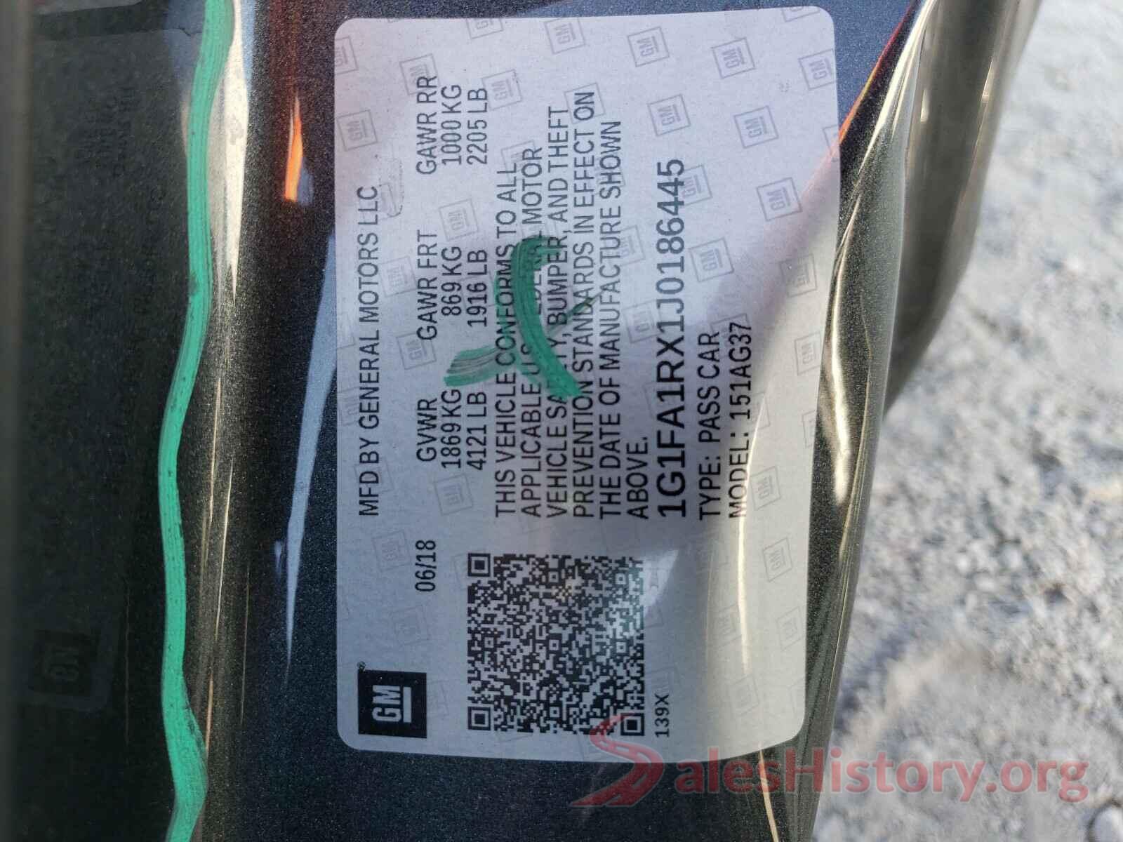 1G1FA1RX1J0186445 2018 CHEVROLET CAMARO