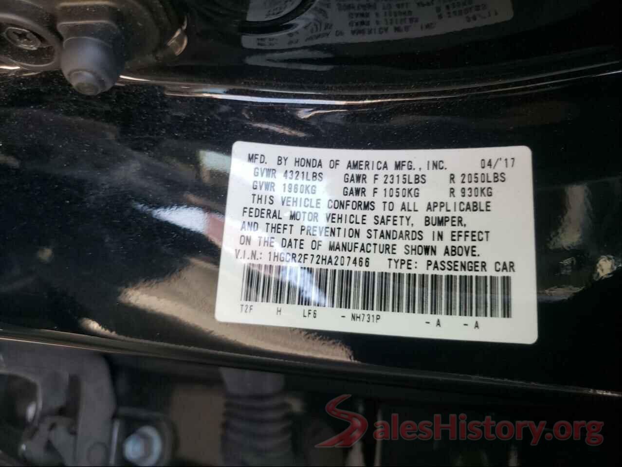 1HGCR2F72HA207466 2017 HONDA ACCORD