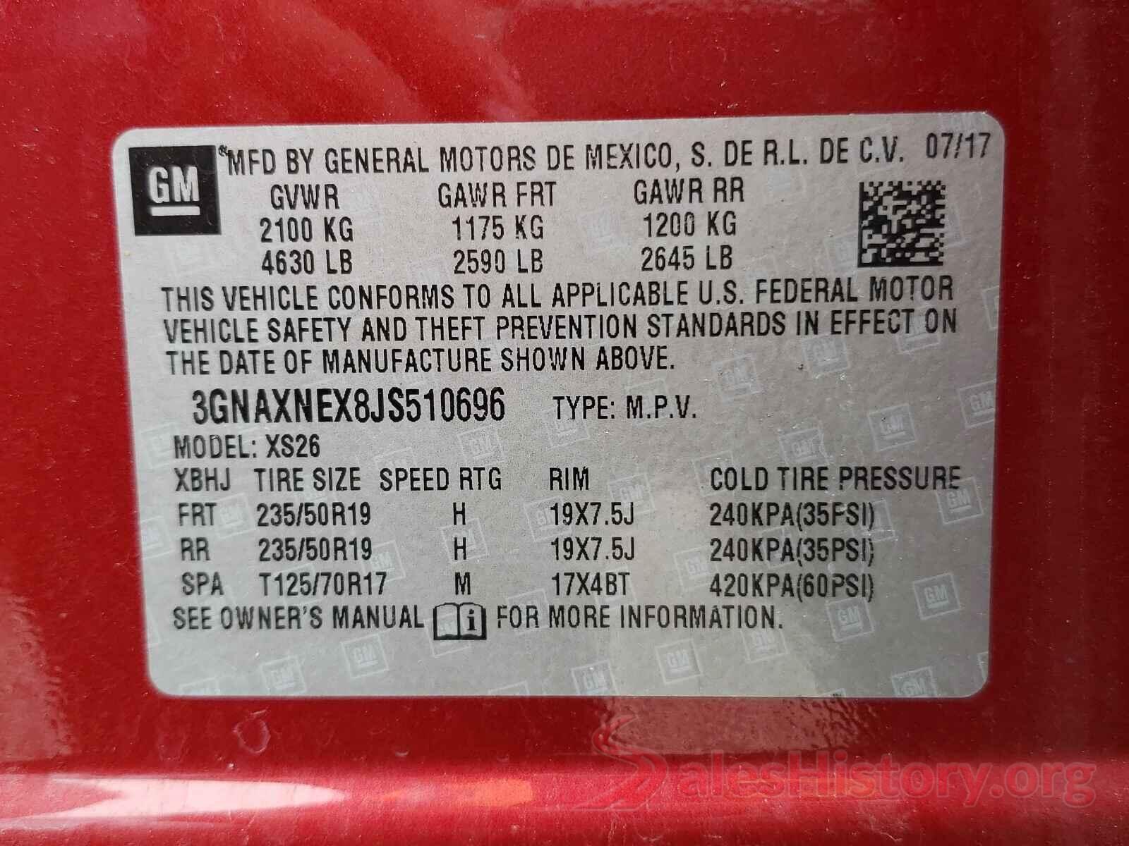 3GNAXNEX8JS510696 2018 CHEVROLET EQUINOX