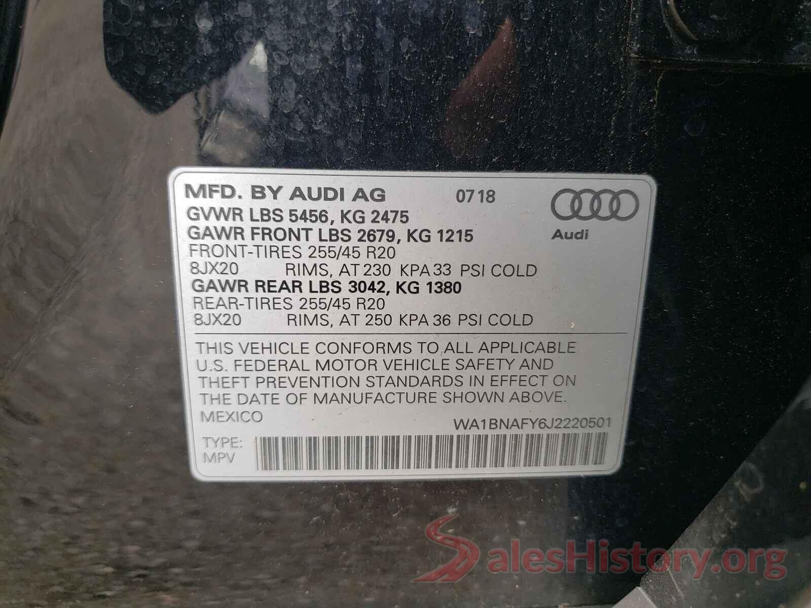 WA1BNAFY6J2220501 2018 AUDI Q5