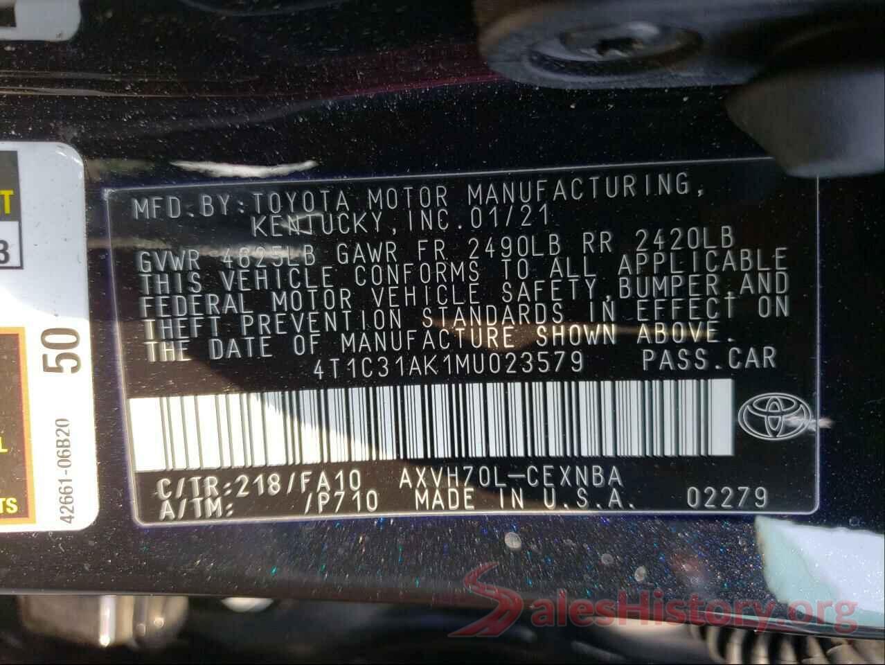 4T1C31AK1MU023579 2021 TOYOTA CAMRY