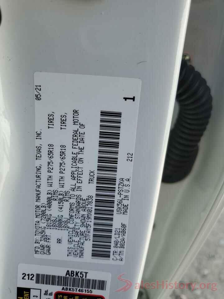 5TFAY5F19MX017838 2021 TOYOTA TUNDRA