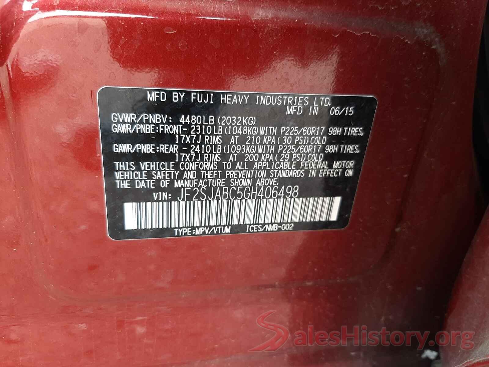 JF2SJABC5GH406498 2016 SUBARU FORESTER