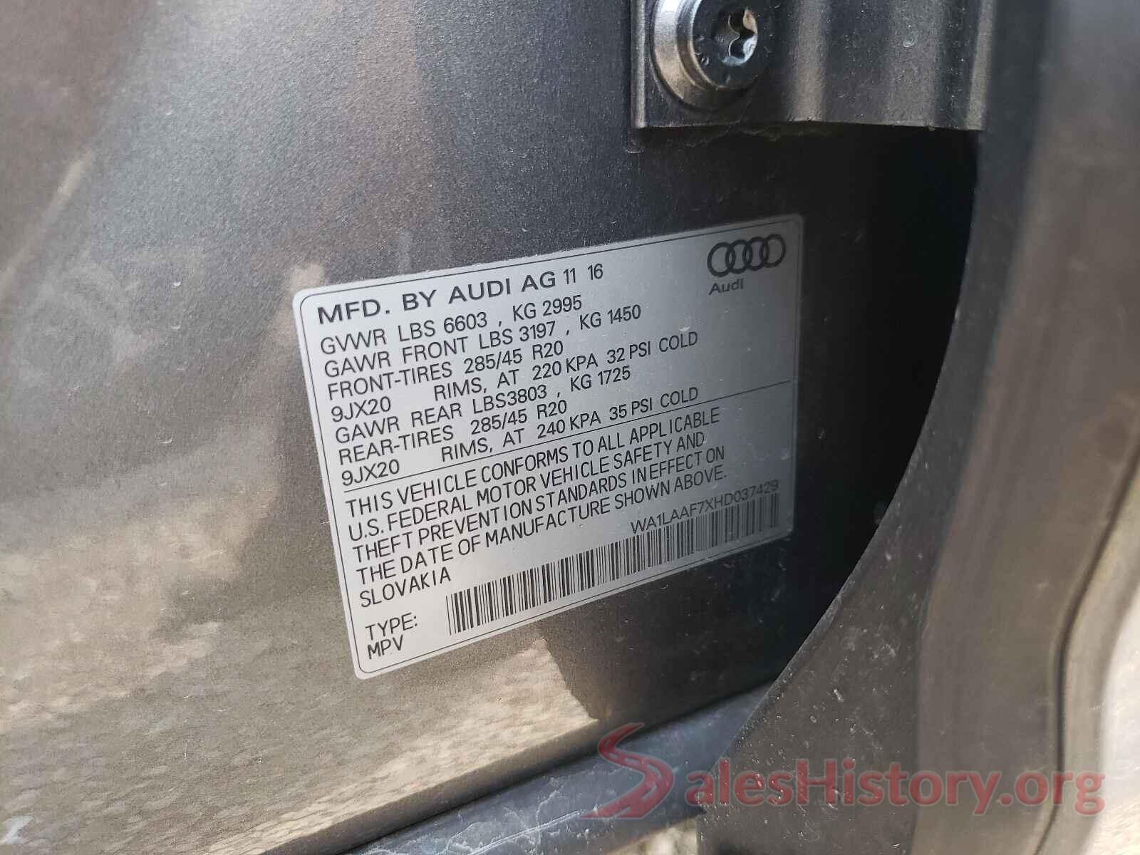 WA1LAAF7XHD037429 2017 AUDI Q7