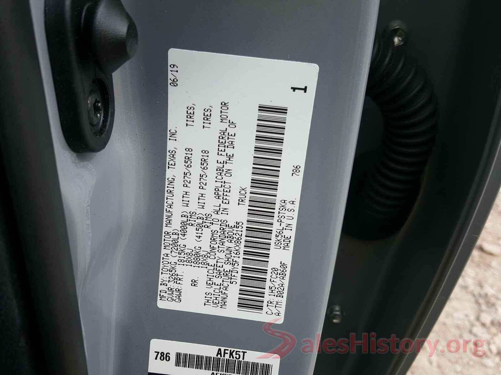 5TFDY5F16KX862155 2019 TOYOTA TUNDRA