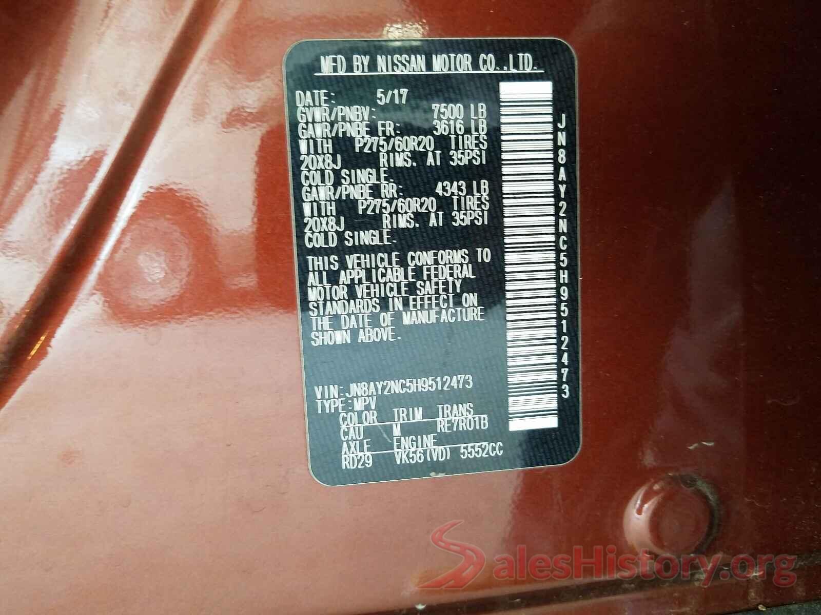 JN8AY2NC5H9512473 2017 NISSAN ARMADA