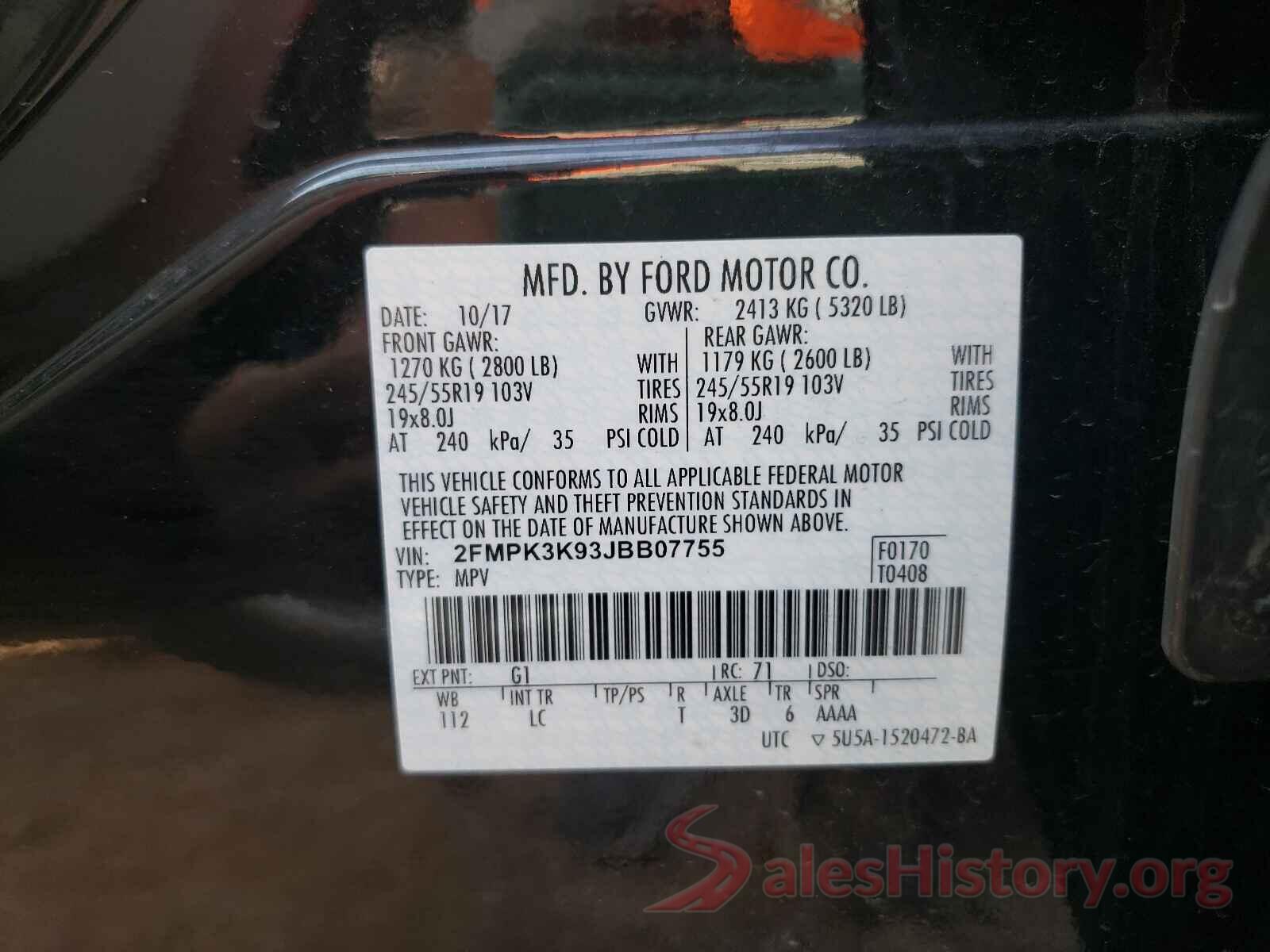 2FMPK3K93JBB07755 2018 FORD EDGE