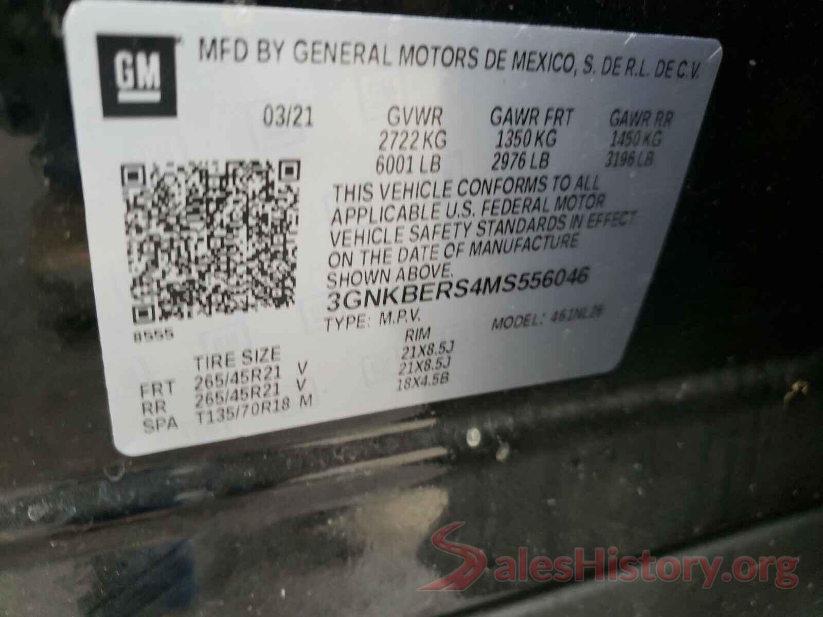 3GNKBERS4MS556046 2021 CHEVROLET BLAZER