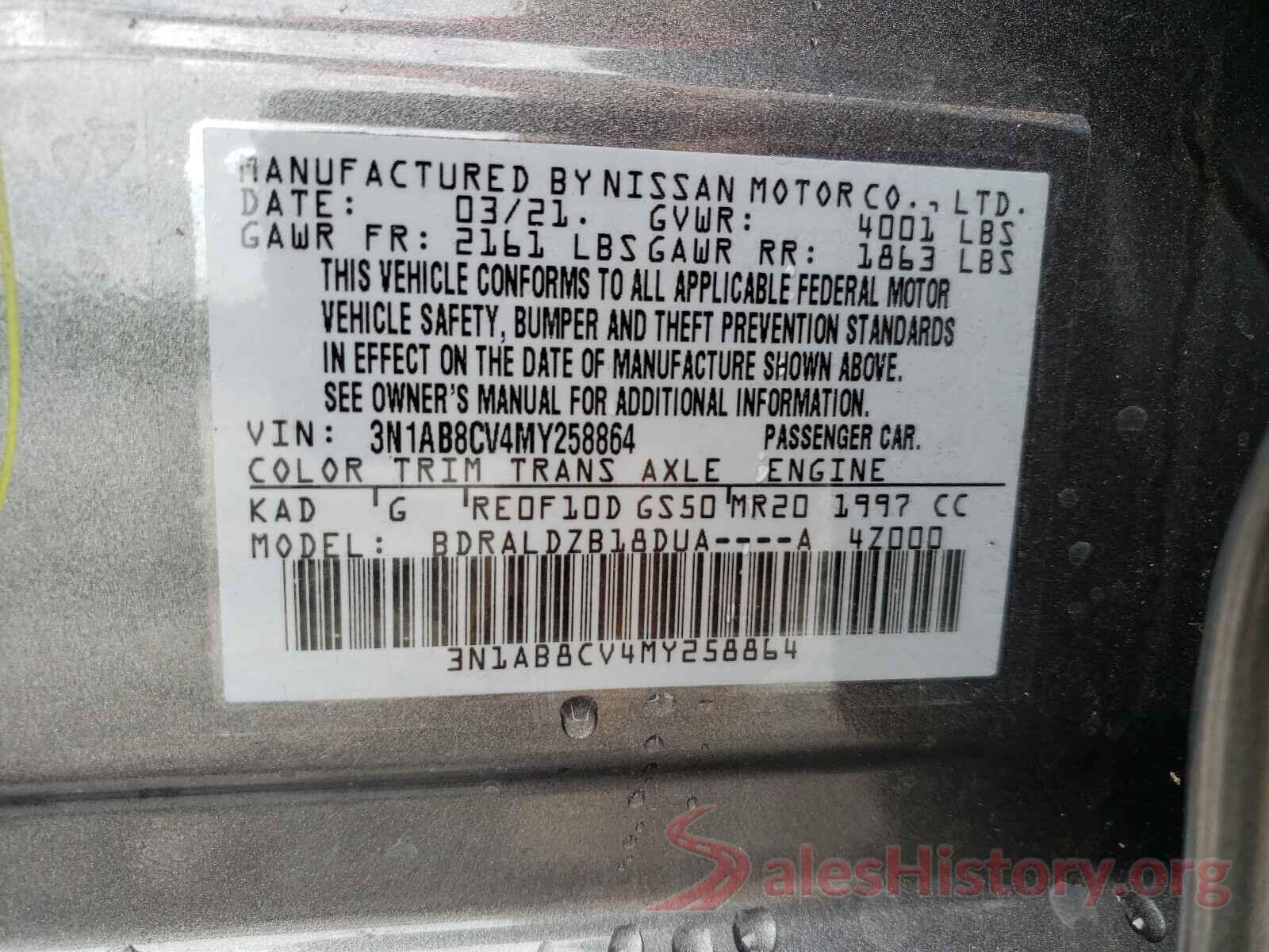 3N1AB8CV4MY258864 2021 NISSAN SENTRA