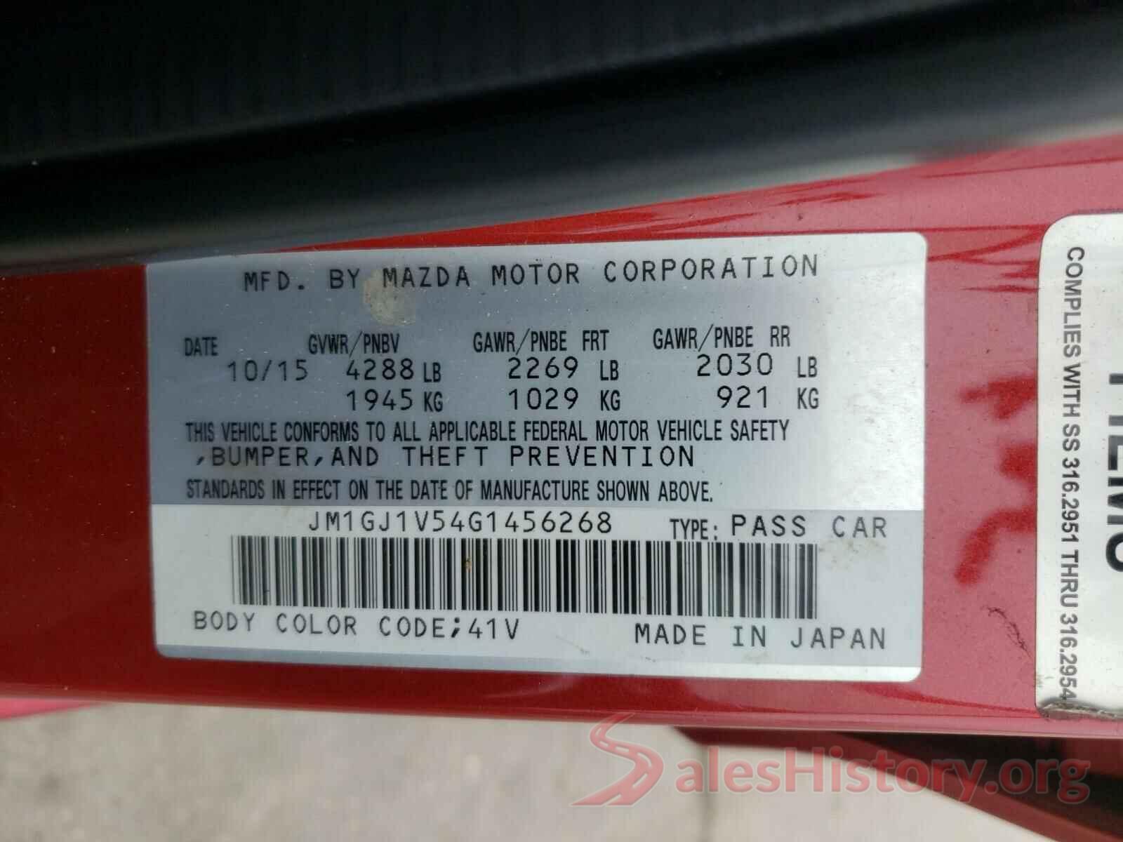 JM1GJ1V54G1456268 2016 MAZDA 6