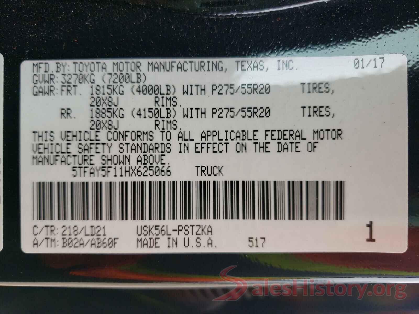 5TFAY5F11HX625066 2017 TOYOTA TUNDRA