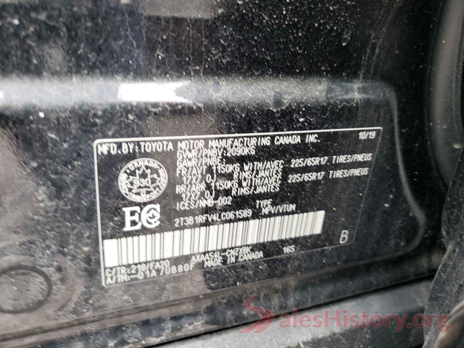 2T3B1RFV4LC061589 2020 TOYOTA RAV4