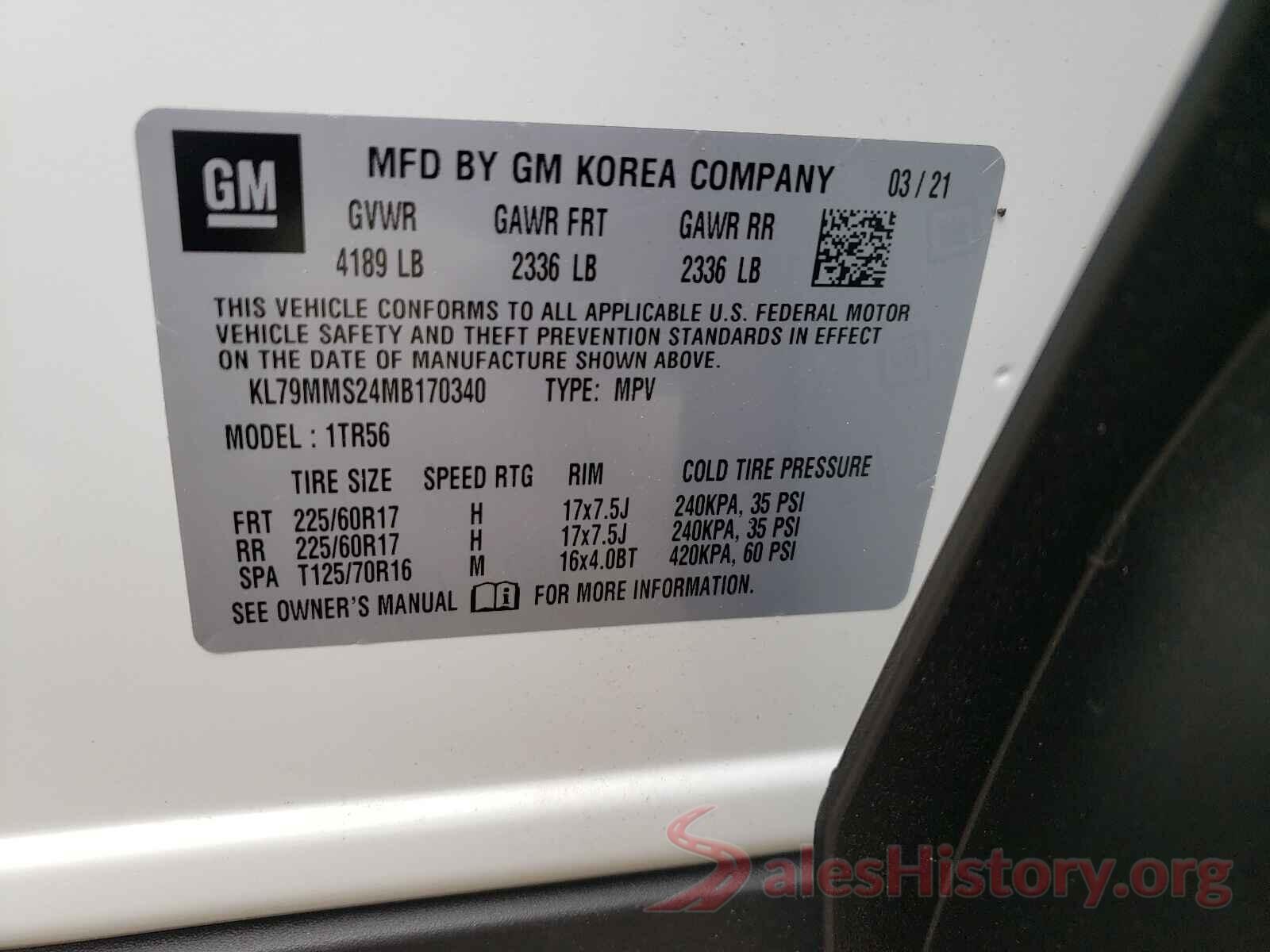 KL79MMS24MB170340 2021 CHEVROLET TRAILBLAZE