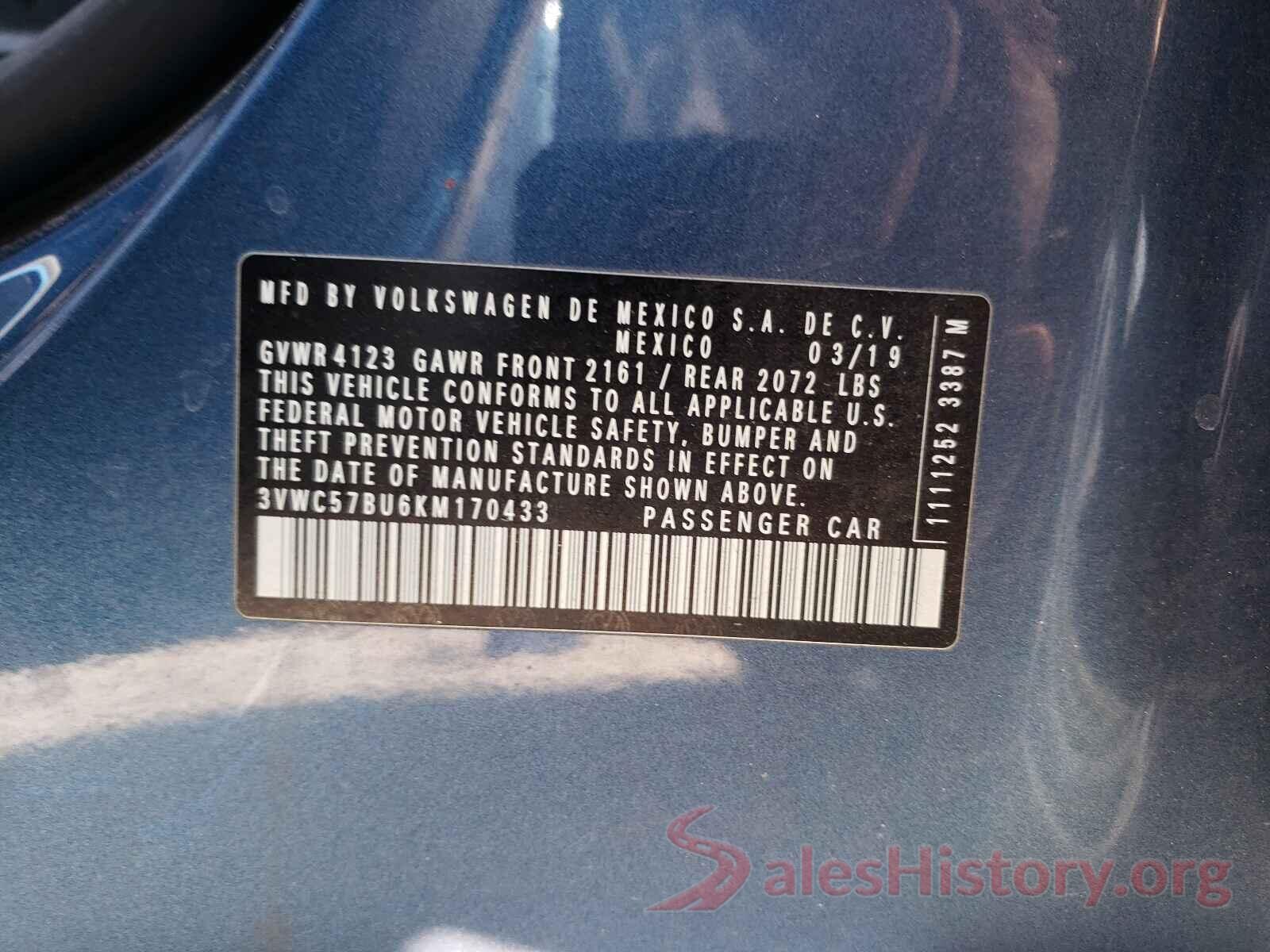 3VWC57BU6KM170433 2019 VOLKSWAGEN JETTA