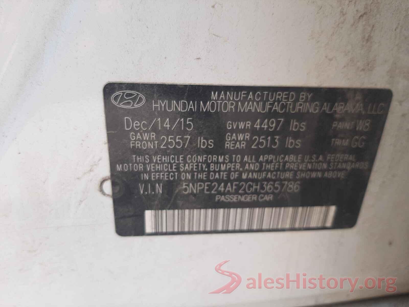 5NPE24AF2GH365786 2016 HYUNDAI SONATA