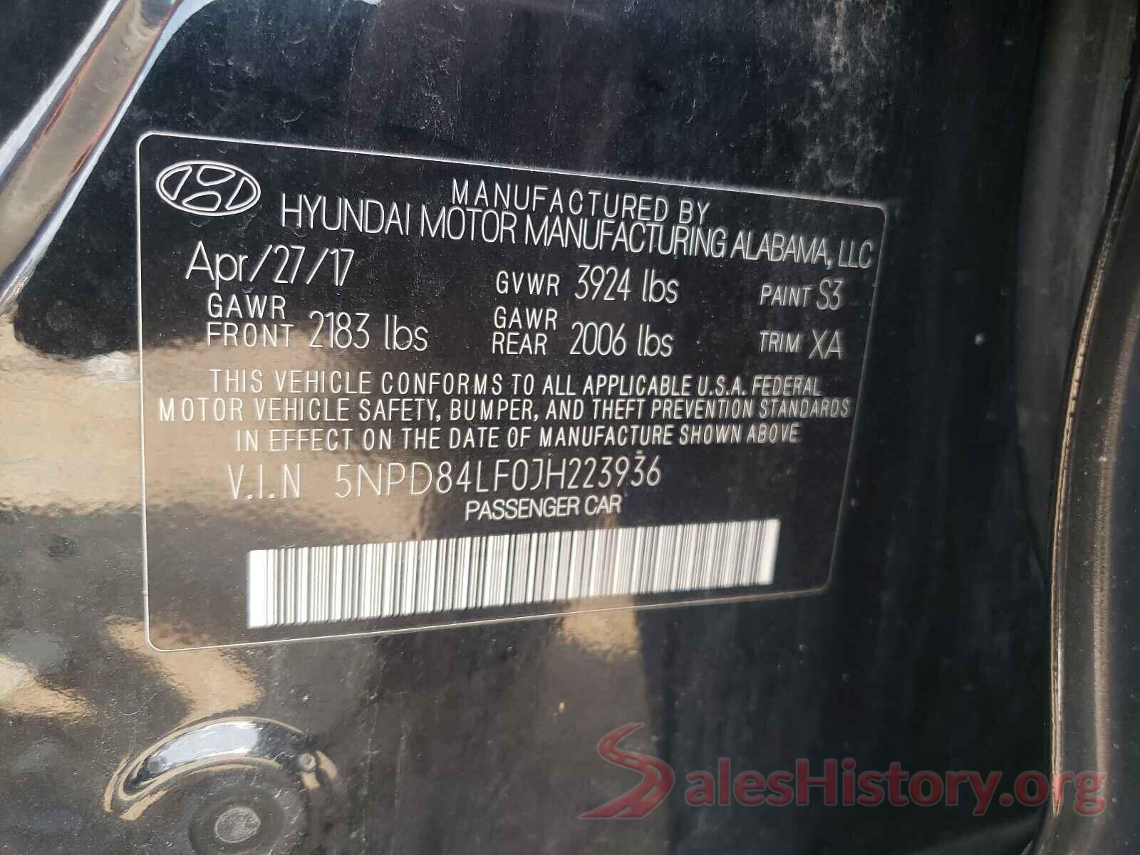 5NPD84LF0JH223936 2018 HYUNDAI ELANTRA