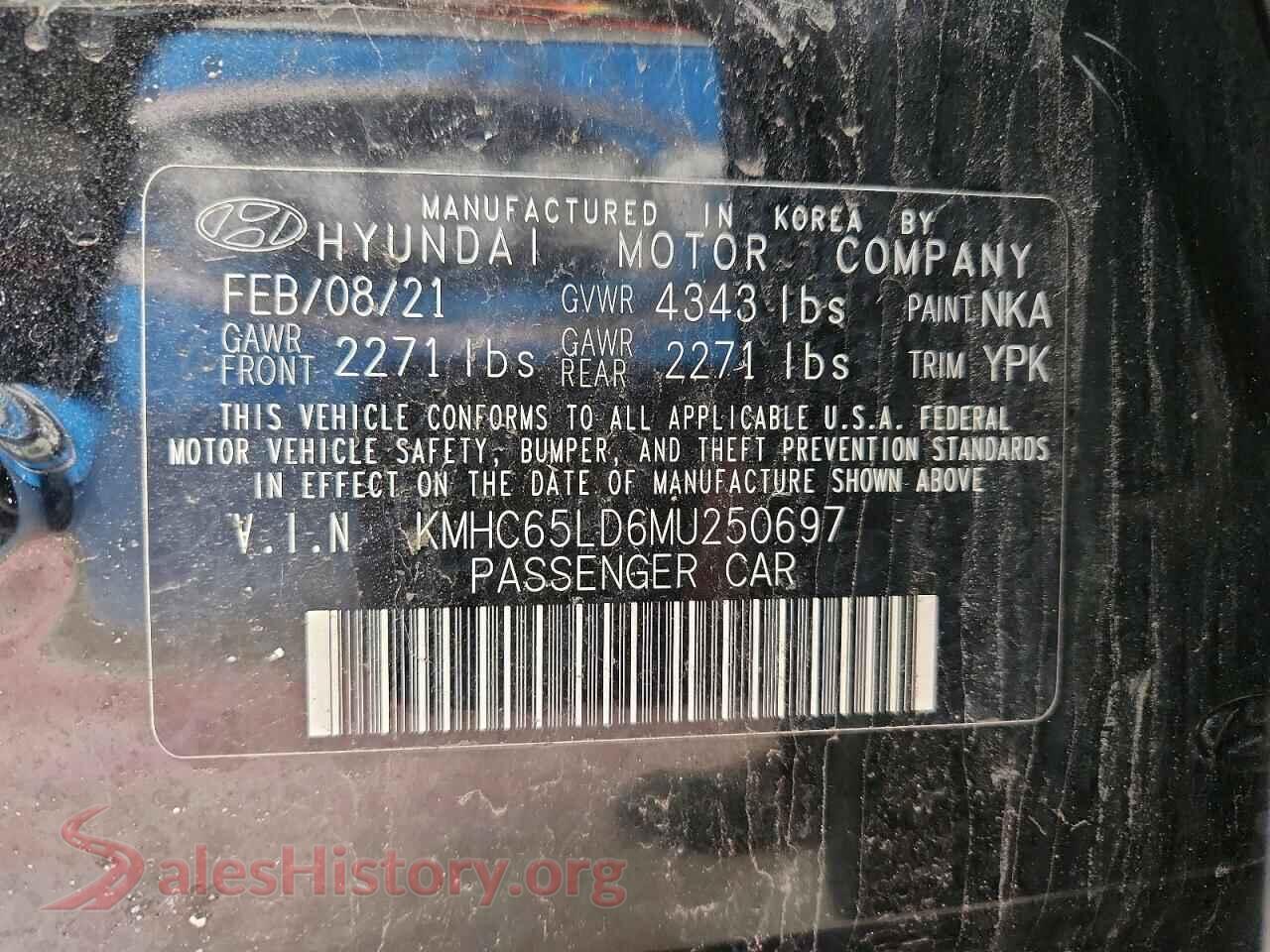 2021 HYUNDAI IONIQ VIN KMHC65LD6MU250697, trunk area