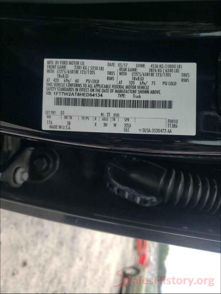 1FT7W2AT8HED64134 2017 FORD F250