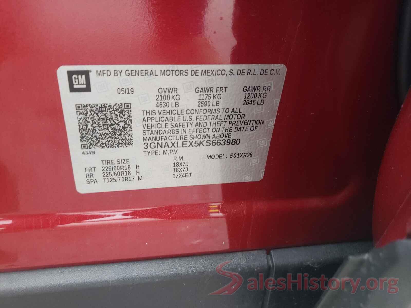 3GNAXLEX5KS663980 2019 CHEVROLET EQUINOX