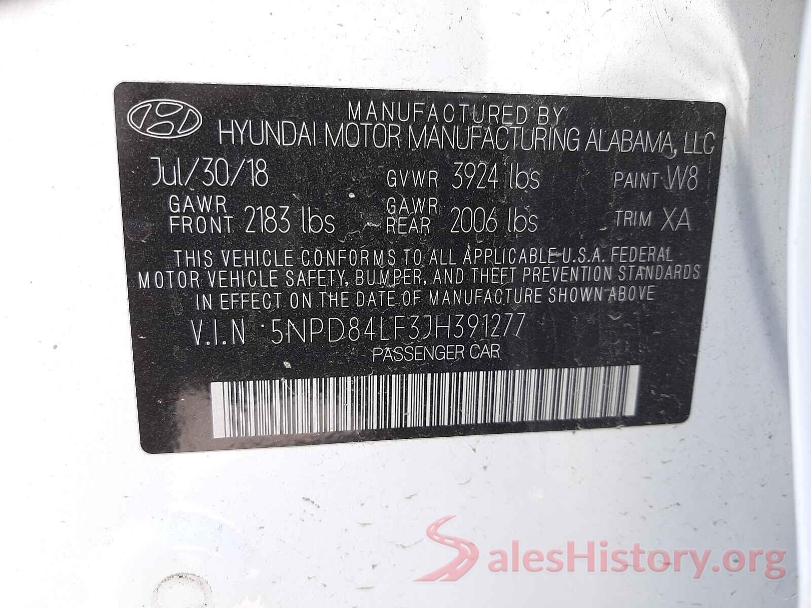 5NPD84LF3JH391277 2018 HYUNDAI ELANTRA