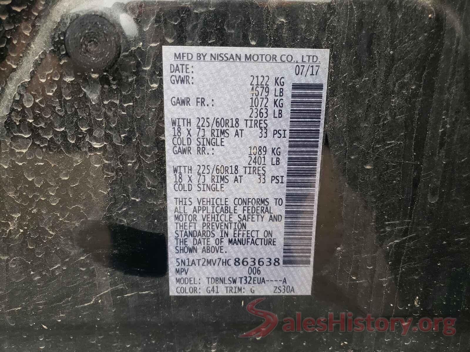 5N1AT2MV7HC863638 2017 NISSAN ROGUE