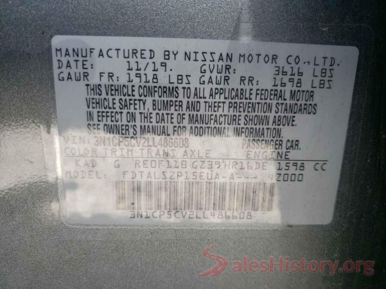 3N1CP5CV2LL486608 2020 NISSAN KICKS